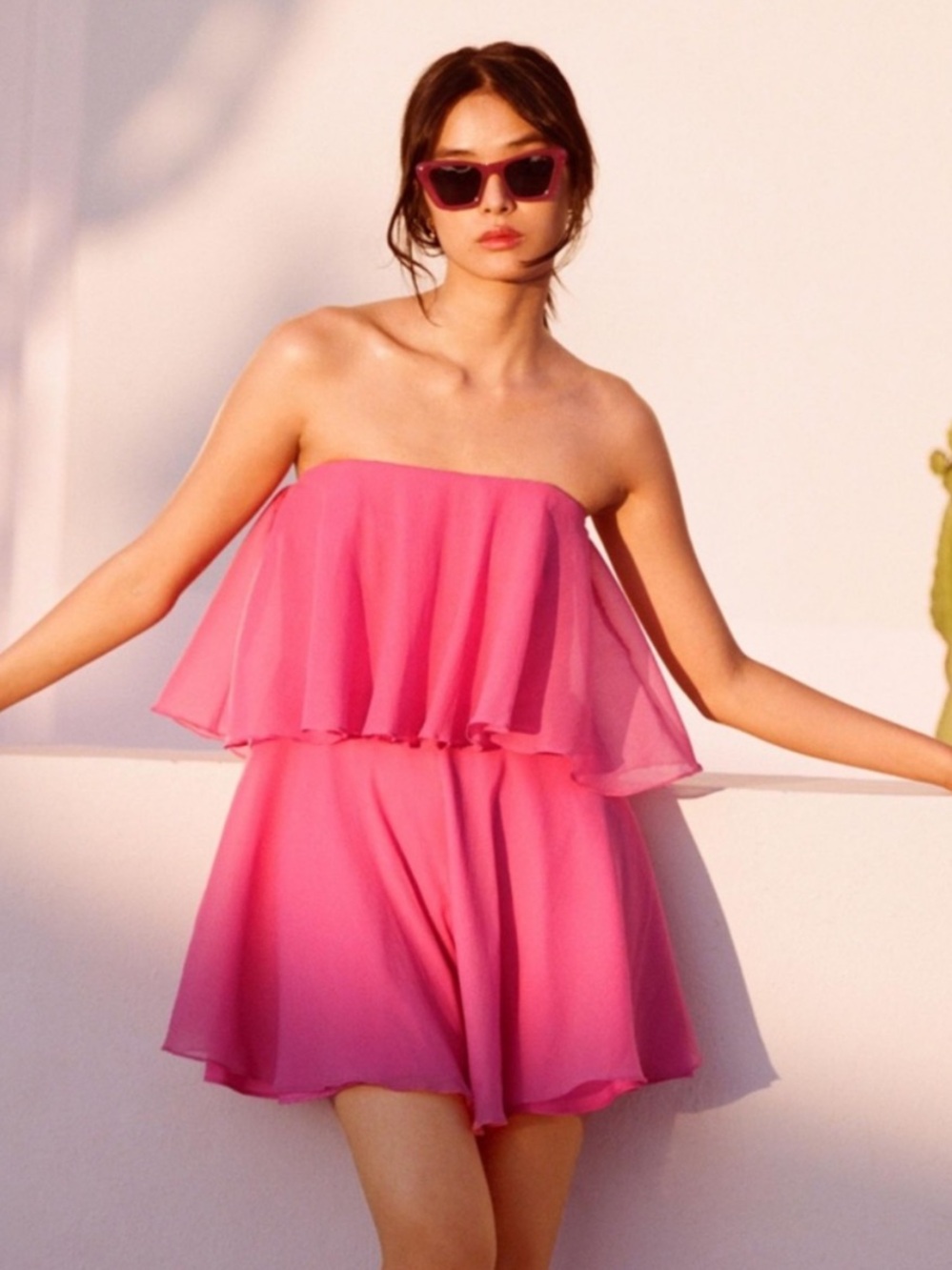 Hutch Pink strapless Ruffled One-Piece Romper